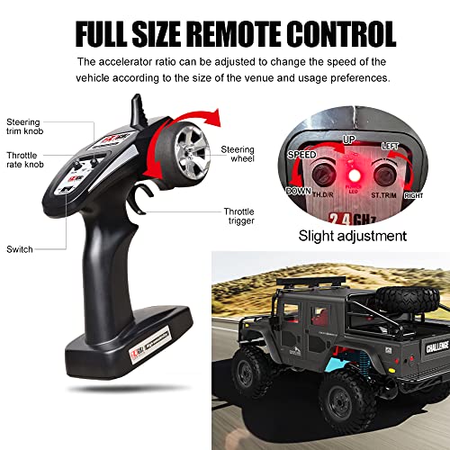 Remote Control Car 1/12 Scale, 4WD High Speed RC Car, Remote Control Truck Off Road, RC Rock Crawler, Hobby Grade All Terrain Vehicle with Metal Chassis Drive Shaft 2.4GHz RTR for Adults