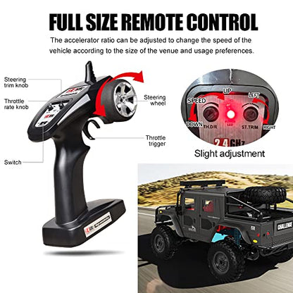 Remote Control Car 1/12 Scale, 4WD High Speed RC Car, Remote Control Truck Off Road, RC Rock Crawler, Hobby Grade All Terrain Vehicle with Metal Chassis Drive Shaft 2.4GHz RTR for Adults