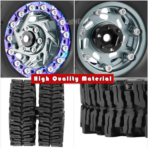 1.3 Dually Beadlock Wheels Tires for RC Crawler Car 1/18 TRX4M Ascent-18,1/24 SCX24 FCX24,RC Off Road Buggy Rally Truck Wheel and Tires,Adjustable Offset Wheels,7mm Hex Rim,Titanium Purple - color: Titanium Purple - (4Pcs 1.3 Beadlock Tires)