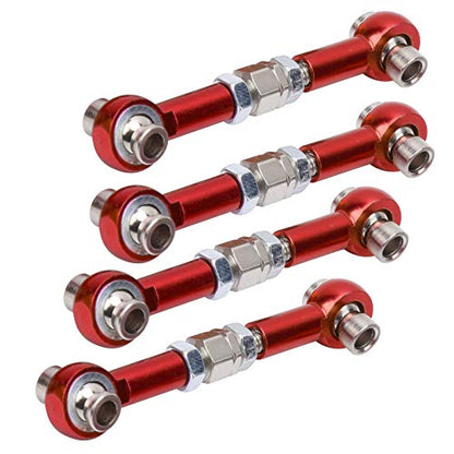 4Pcs Aluminum Alloy Steering Linkage Rods Upgrade Red, Compatible with HSP 94122 94123/10 RC Cars, Metal Arms Replacement Parts for Improved and Control - color: Red