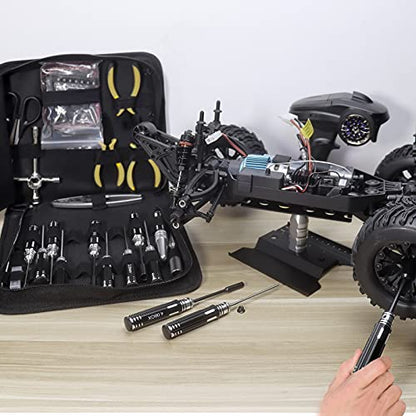 RC Tool Kit 26in1 RC Car Tool Kit Multi RC Tools Screwdriver Pliers Set Flat, Phillips, Hex, RC Car Tool Set Box for RC Car Drone 1/8 1/10 Traxxas Axial Arrma Redcat Losi RC Repair Tool Box