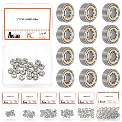 20Pcs 623ZZ High Carbon Steel Ball Bearing Deep Groove Ball Bearing Double Shielded Bearings Small Bearings for Furniture Wheels Skateboards Scooters - size: 623ZZ/0.12x0.39x0.16inch, style: high carbon steel