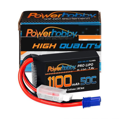 Powerhobby 2S 1100mAh 50C LiPo Battery w EC2 Plug FITS: Losi Mini-B Mini-T 2.0 JRX2