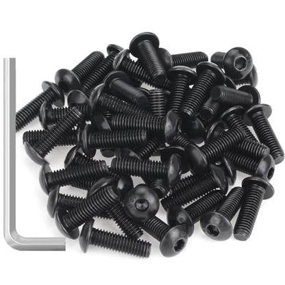 55 Pieces M5 x 16mm Button Head Socket Cap Screws, Thread Pitch 0.8mm, Sutemribor M5 Black Screws, 10.9 Grade Alloy Steel, Black Oxide Finish, Fully Threaded - size: M5 x 16mm, style: Button Head