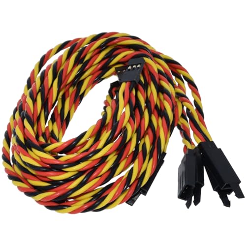 BackBayRC - 20awg Twisted Servo Extension Cable w/Safety Clip - 100 Strands for RC Vehicles, Drones, E-Bikes - 8 Lengths / 5 Wires per Pack (90CM / 36in) - style: 90CM / 36in