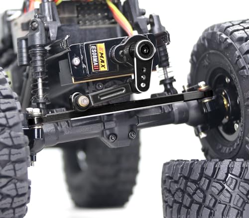OGRC 12g Servo EMAX Servo RC Steering Servo with Servo Arm Steering Link and Brass Servo Mount for Axial SCX24 AX24 RC Car Upgrade Parts（Black） - color: Black