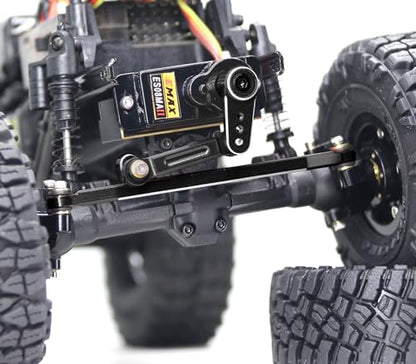 OGRC 12g Servo EMAX Servo RC Steering Servo with Servo Arm Steering Link and Brass Servo Mount for Axial SCX24 AX24 RC Car Upgrade Parts（Black） - color: Black