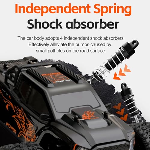 GoolRC WLtoys 164018 1/16 RC Car, 35KPH High Speed Remote Control Car, 2.4GHz 4WD All Terrain Off Road RC Truck with LED Light and 2 Batteries for Adults (Black) - color: Black