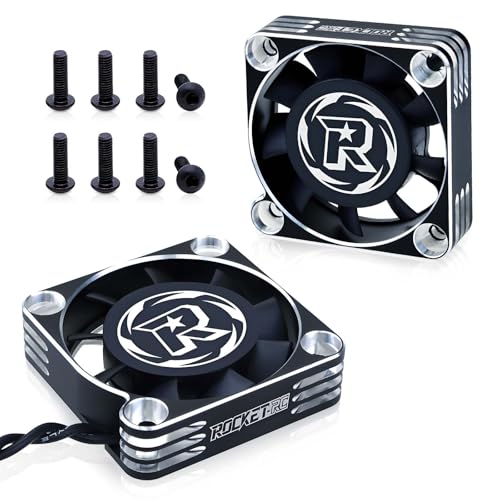 2Pack 40mm RC Motor Cooling Fan,16000RPM ESC Cooling Fan for 1/8 1/10 RC Truck Car Diameter 40mm Motor（Silver&Black） - style: 2Pack Black Silver