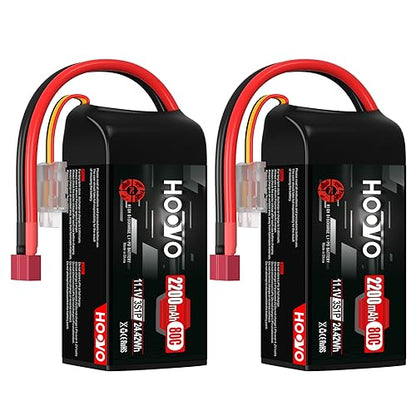 HOOVO 3S Lipo Battery, 80C 2200mAh 11.1V Shorty Lipo Battery Pack, Softcase with Deans Connector for Drone RC Quadcopter Helicopter Airplane FPV RC Car, 2 Pack - style: 3S 2200mAh 80C-Deans