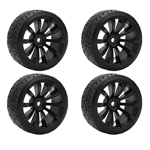 1/10 RC Drift Car Tires Hard Rubber Tyre Set for TT02 RC On Road Drifting Car Black 4PCS 62mm Diameter 26mm Width 12mm Hex