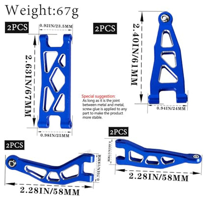 RC Alloy Front Rear Suspension A Arms Upgrades Part for 1/18 Granite Grom Mega 380 Brushed 4x4 Monster Truck RTR, Aluminum Front Rear A Arms Hops Up,Navy Blue(8PCS) - color: Blue(8pcs)