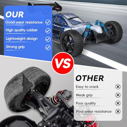 RC Buggy Wheels and Tires 12mm Hex Hubs for HSP 94107 94170 94155 94177 Traxxas Bandit Redcat Shockwave Wltoys 144001 1/10 Off-Road Rally Racing Car