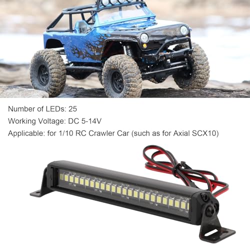 RC Roof LED Light Bar, Ceiling Lamp, RC Lights Kit, Super Bright LED Light Bar, 25 LED Roof Lamp for RC Car Crawler 1/10 for Axial SCX10 RC