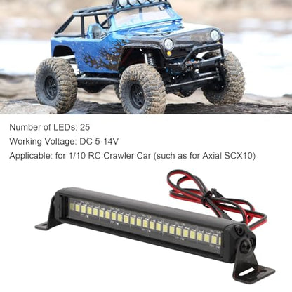 RC Roof LED Light Bar, Ceiling Lamp, RC Lights Kit, Super Bright LED Light Bar, 25 LED Roof Lamp for RC Car Crawler 1/10 for Axial SCX10 RC