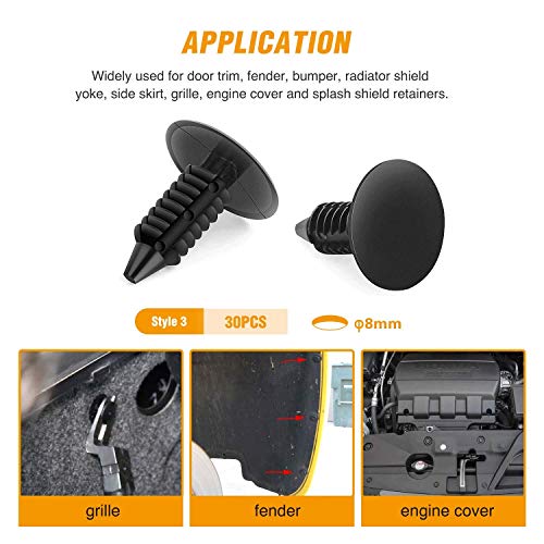 GOOACC GRC-18 100PCS 7mm 8mm 10mm Nylon Push Expansion Screws Replacement Kit,Bumper Fastener Rivet Clips GM 21030249 Ford N807389S - color: 100PCS 7mm 8mm 10mm