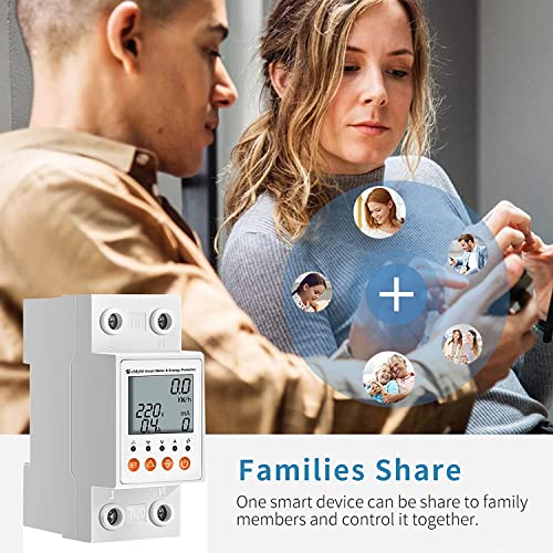 eMylo 63A Single-Phase WiFi Energy Meter with LCD & Leakage Protection | AC 80–400V; Smart Life/Tuya; Alexa & Google Home; timer; leakage & overload protection