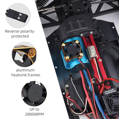 30mm RC Car Motor Cooling Fan Heatsink 28000RPM Brushless ESC Cooling Fan for RC Car Truck Buggy 1/8 1/10 540 550 Motors (Black-Gold) - color: Black-Gold