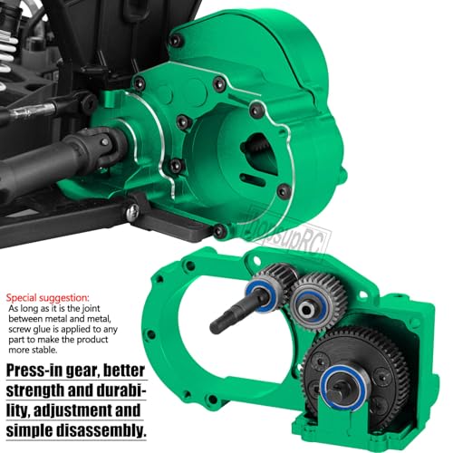 Metal Magnum 272R Assembled Transmission Upgrades Part for 1/10 Slash/Rustler/Stampede/Bandit 2WD VXL. Gearbox Transmission Bundle with Tooth Spur Gear Hops Up. #9495(Green) - color: Green(for 1/10)