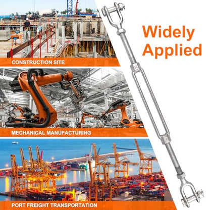 Galvanized Steel Turnbuckle 3/4 x 12 Inch Forged Jaw and Jaw Turnbuckles for Cable Rail Rigging Rope Chain 5,200 lbs Working Load Limit, 2PCS (3/4" X 12") - size: 3/4" X 12"