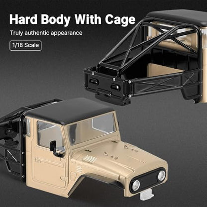 for TRX4M for Defender for Bronco 1/18 RC Crawler Car Upgrades Parts IR40 Hard Body Shell with Cage RC Car Parts(Beige) - color: Beige