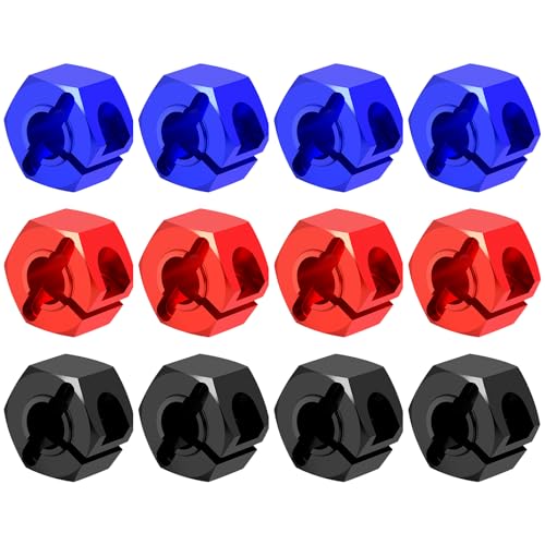 LSG 4pcs 7075 Aluminum Wheel Hex Hub 12mmHeavy Weight for Tra-xxas 1/16 Mini Maxx 4WD Mini XRT VXL-3S RC Upgrades Parts (Blue) | Thickness Aluminum 7075 Alloy Wheel Drive Adapters Upgrade Parts - color: Blue