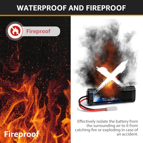 2 Pack Fireproof Explosionproof Lipo Battery Safe Bag, Foldable Lithium Lipo Battery Safe Bag, Large Capacity Lipo Battery Storage Guard Safe Pouch for Portable Charger, Valuable Equipment