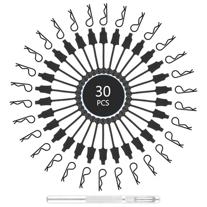 30-Pack 1.0mm RC Cars Body Clips with Pull Tabs for Universal 1/14 1/16 1/18 SCX24 Remote Control Trucks & 1 PCS Hole Puncher Reamer for RC Body Shell Drills Tool - color: 1.0mm