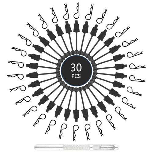 30-Pack 1.0mm RC Cars Body Clips with Pull Tabs for Universal 1/14 1/16 1/18 SCX24 Remote Control Trucks & 1 PCS Hole Puncher Reamer for RC Body Shell Drills Tool - color: 1.0mm
