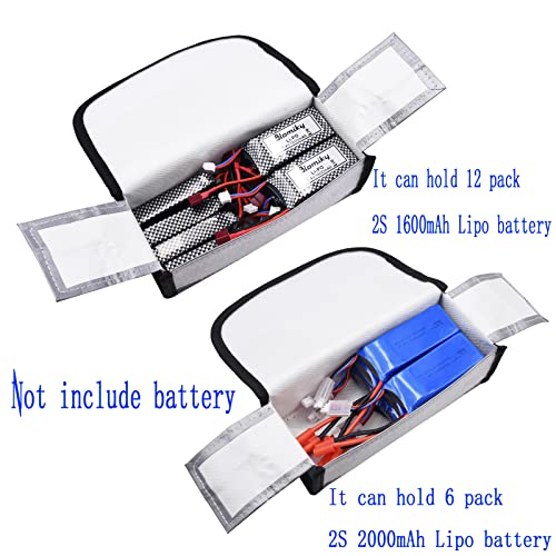 Blomiky 3 Pack 18.5 * 7.5 * 6cm Li-polymer Fireproof Explosionproof Safe Bag Suitable Case for 3.7V 7.4V 11.1V 14.8V 22.2V 100mAh-8000mAh Lithium-ion Li-Po or Ni-CD Ni-MH Battery/Lipo Case *3
