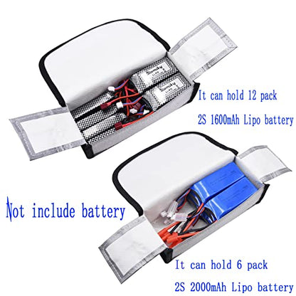 Blomiky 3 Pack 18.5 * 7.5 * 6cm Li-polymer Fireproof Explosionproof Safe Bag Suitable Case for 3.7V 7.4V 11.1V 14.8V 22.2V 100mAh-8000mAh Lithium-ion Li-Po or Ni-CD Ni-MH Battery/Lipo Case *3
