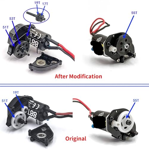 Compatible Metal Complete Assembled 2 Speed Gearbox Transmission Compatible with 1/24 RC Crawler Car SCX24 C10