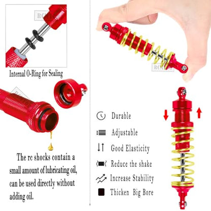 Upgrades Part for 1/10 Slash 4x4/Slash 4x4 VXL,Alloy Suspension Arm,Shock Absorber,Caster Block,Steering Blocks,Stub Axle Carriers,Steering Bellcranks,Shock Tower,Body Mounts,Red - color: Red for Upgrades