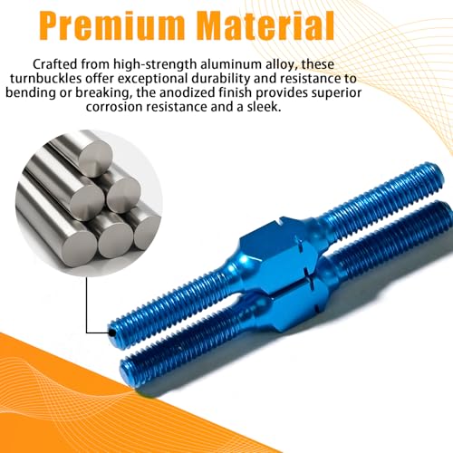 2PCS 3x32mm Aluminum Alloy Turnbuckle Shaft with M3 Threads, Push Rod Tie Rod Linkage Replacement for #54249, Compatible with 1/10 TAMIYA RC Crawlers Trucks On/Off-road Buggy Upgrade (Blue) - style: 2pcs-32mm #54249