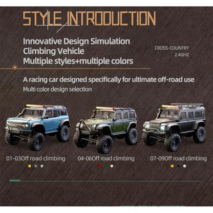 1/16 Scale Full Proportional RC Crawler – 4WD All-Terrain Crawling Off-Road Truck with Metal Chassis and RGB LED Lights, RC Cars for Adults - color: Blue