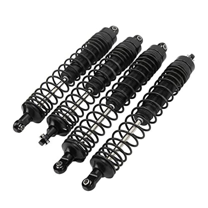 1/10 RC Shock Absorbers 150mm 135mm Aluminum Alloy 4mm Shaft 4-Piece Set, Adjustable Threaded Preload for Axial Ryft 4WD, OilFilled CoilOver Damping for Rock Crawling (Black) - color: Black