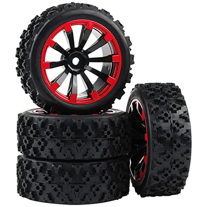 1/10 RC Car Tires 12mm Hex Wheels | For 1/18 Truck 1/12 to 1/16 Buggy, Compatible with Slash WLtoys 144001 A959 124018 124019 - color: black