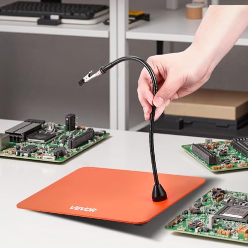 VEVOR Magnetic Helping Hands Soldering Station, 4 Flexible Arms Third Hand Tool, with 6 PCB Pillar Holders & 360 Hot Air Gun Holder, Heavy-Duty Base Soldering Helper for Electronic Repair Craft - style: 11*7in Large Base with Holders