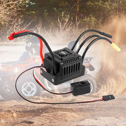 New Brushless Sensorless ESC, 60A Waterproof Dustproof Brushless Smart ESC, Sensorless Motor Combo, Multiple Protection Brushless ESC for 1/10 RC Car Truck Outdoor (T Plug)