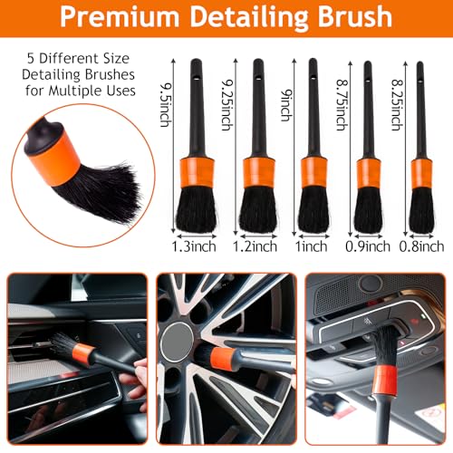 THINKWORK Windshield Cleaner Tool, Car Detailing Kit Interior, Car Cleaning Kit Interior and Exterior Detail Brush, Auto Supplies & Accessories for Men Women | 180 Degree Rotating Head, Extendable Handle, 3 Washable Pads, Streak Free Cleaning for Windows