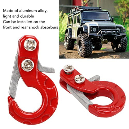 RC Winch Trailer Hook Set 2Pcs, 0.9x0.5in/2.3x1.3cm | Aluminum Alloy | 1/10 Crawler Truck | SCX10 D90 Compatible | Simulation Design | RC Car Accessory(Red) - color: Red