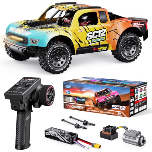 1/12 Brushless Remote Control Car RTR, 42MPH (70+Km/H 4WD Rc Short-Course Truck, Amateur-Level Rc Drift Car, Equipped with 3s 2200 Mah Battery, All-Terrain Tires, Suitable for Adults-Blue - color: Yellow
