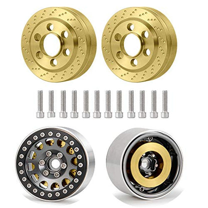 RCLions 4pcs Brass RC Wheel Weight Block 56g Counterweight Upgrade Parts for 1.9" 2.2" Beadlock Wheels
