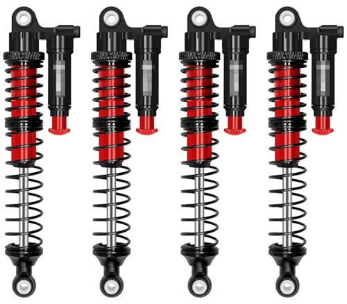 RC Shock Absorbers (4-Pack) - 110mm Aluminum Oil Dampers with Piggyback Reservoirs & Adjustable Damping for 1/10 SCX10 II III D90 Upgrade(4PCS Red) - color: 4pcs Red