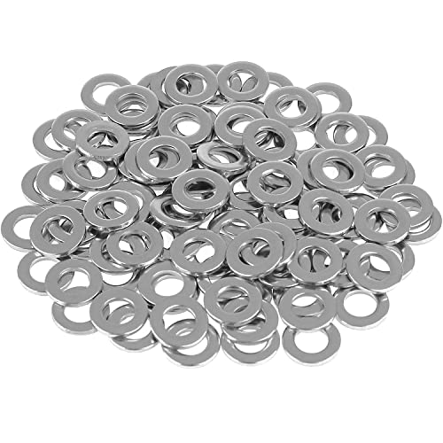 HELIFOUNER 200 Pieces M6 Flat Washers, 304 Stainless Steel, Inner Diameter 6mm, Outer Diameter 12mm, Thickness 1.5mm, Fender Washers, Metal Washers for Screws Bolts - size: M6