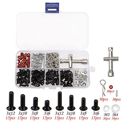 0-14mm RC Expanding Hole Puncher Opener Reamer Tool RC Body Shell Drills Tool & Universal RC Screws Kit,M3 Screws Flat washers R Clips Hexagon Wrench Repair Tool Box with Magnetic Screw Tray
