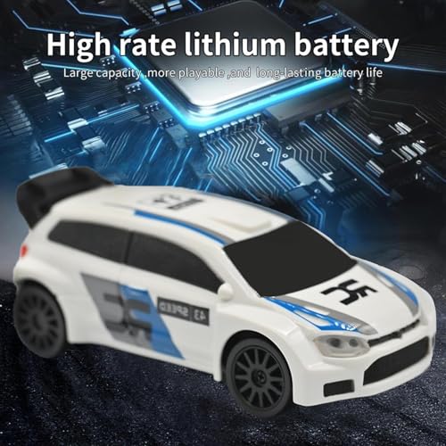 1/43 Mini RC Drift Car 2.4GHz RTR Full Proportional Remote Control Rally Sport Cars 4WD High Speed Racing Lights Kit and Racing Tires (4307) - color: White-red