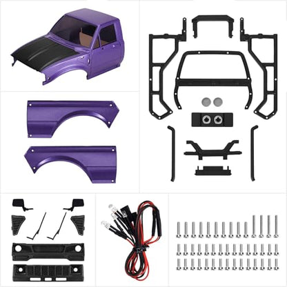 INJORA IR60-24 Body for SCX24 C10 Bronco Wrangler Basecamp 4Runner (Purple) - color: Purple