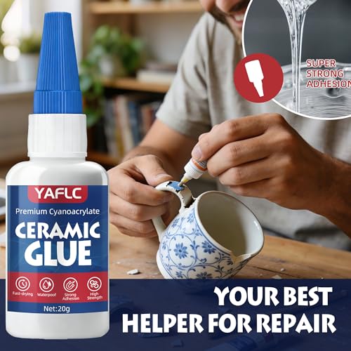 Ceramic Glue Repair Kit, Liquid Super Glue for Ceramic Repair 40g | Clear Instant Cyanoacrylate Adhesives for Food Safe, All Purpose for Shoe Plastic Leather Glass Metal Wood Pottery Porcelain - style: Ceramic Glue