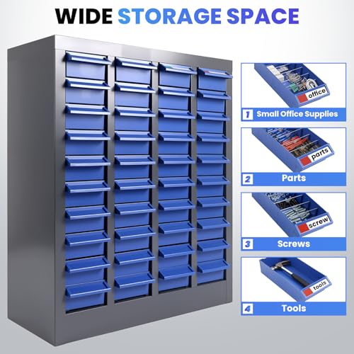 Metal 40-Drawer Parts Organizer, Garage Storage Cabinet with ABS Drawers, Heavy-Duty Alloy Steel Frame for Nuts, Bolts & Small Tools, Workshop & Home (40 Drawers) - size: 40 Drawers